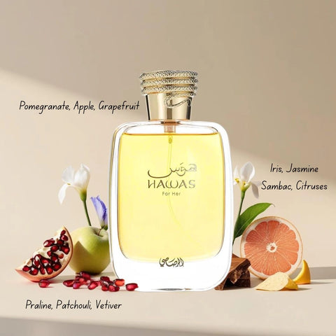 Hawas Pink & Hawas For Her Eau de Parfum Sprays 100ml (3.4 oz) by Rasasi | A Fragrance Pair That Redefines Luxury for Her (Bundle) - Intense Oud