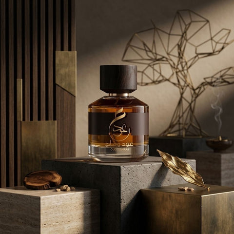 Paris Corner Oud Wahaaj Eau de Parfum spray 100ml bottle with elegant packaging and a luxurious fragrance display.