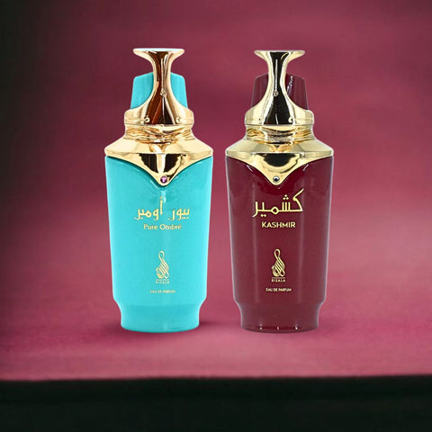 Pure Ombré & Kashmir EDP Sprays 100ML (3.4 OZ) By RISALA | Long Lasting, Captivating & Aromatic Fragrances. (BUNDLE) - Intense Oud