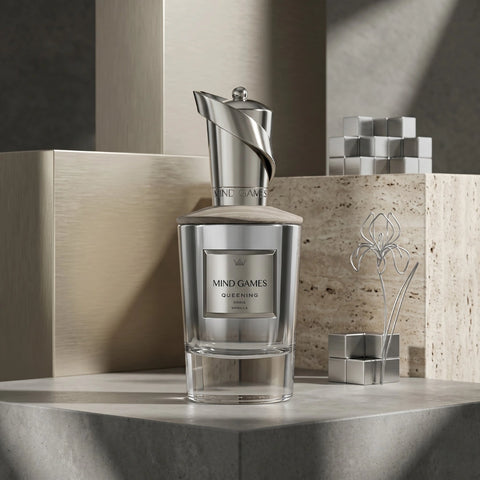 Soulmate Queening Extrait de Parfum by Mind Games in a 100ml bottle, showcasing the elegant perfume bottle design.