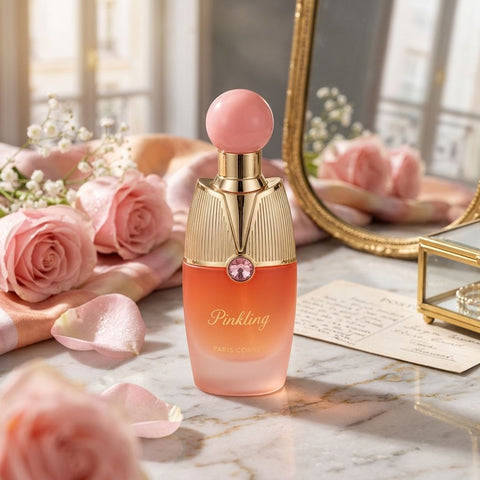 Pinkling Eau de Parfum spray by Paris Corner, 100ml bottle with elegant pink packaging and a sleek perfume cap.