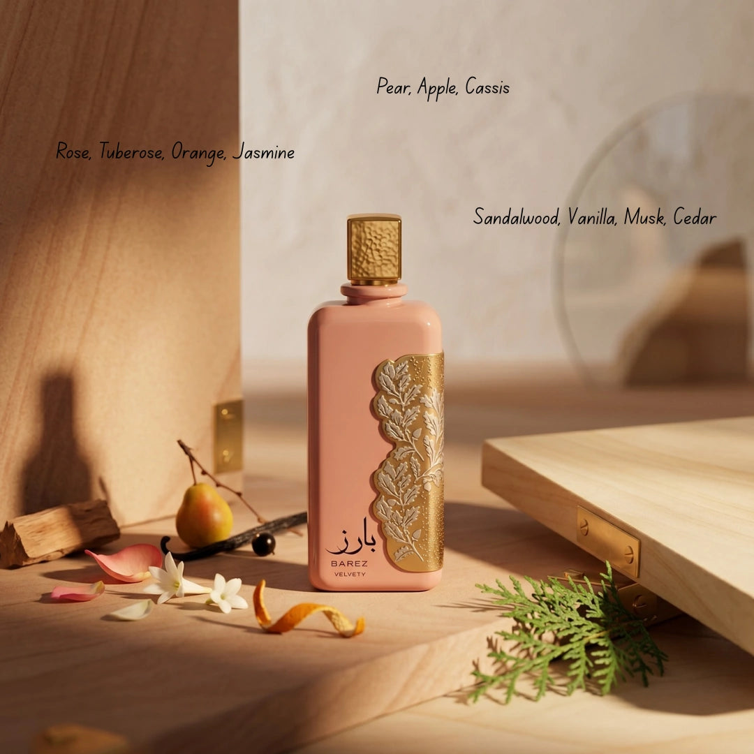 Bundle of Ard Al Zaafaran Barez & Barez Velvety Eau de Parfum sprays, featuring 100ml bottles with luxurious packaging.