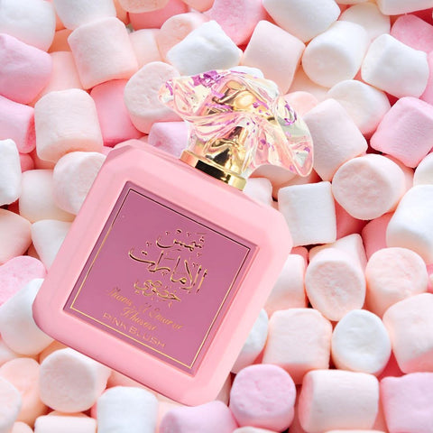 Lattafa Eclaire and Ard Al Zaafaran Pink Blush Shams Al Emarat perfume spray bundle, 100ml each, with elegant bottle designs.