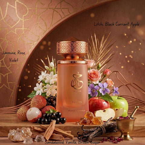 Khair Peach Delulu & Khair Fusion Eau de Parfum Sprays 100ml (3.4 oz) by Paris Corner (Bundle)