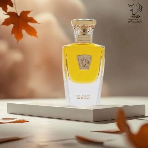 Hind Al Oud Ahojas Eau de Parfum Spray 50ml with elegant bottle design, showcasing floral and woody fragrance notes.