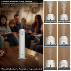 Intense Diffuser Silver – 120ml, Aromatherapy Diffuser with Remote, Covers 1000 Sq Ft, Adjustable Mist & Timer, Starter Kit for Home, Office & Hotel - Waterless