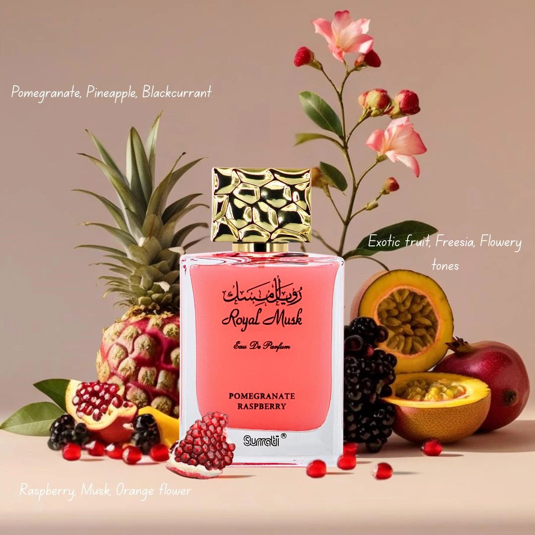 Royal Musk Pomegranate Raspberry EDP 100ML (3.4 OZ) by SURRATI, Exotic Fragrances for Men & Women.