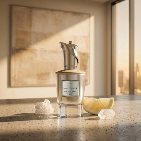 Mind Games Forward Extrait de Parfum 100ml EDP bottle with sleek design and minimalist label on a neutral background.
