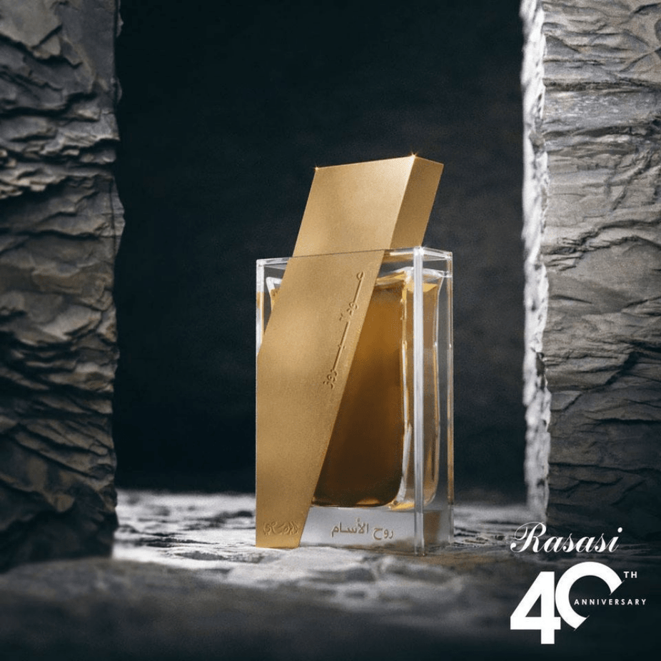 Rasasi Boruzz Rooh Al Assam EDP Eau De Parfum 50ml bottle with elegant packaging and floral design.