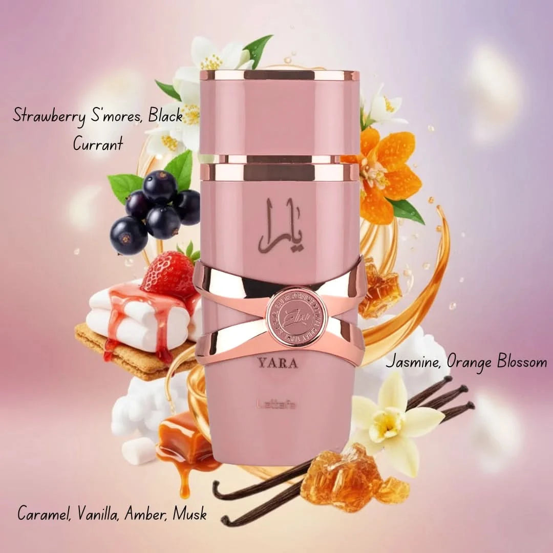 Lattafa perfume bundle featuring Raneen Eau de Parfum spray 80ml with Yara Elixir Eau de Parfum 100ml bottles, elegant packaging.