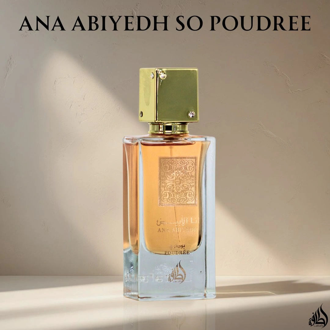 Ana Abiyedh Poudree Eau de Parfum Spray 60ml (2.4 oz) by Lattafa | A Whisper of Powdered Petals & Vanilla Silk - Intense Oud