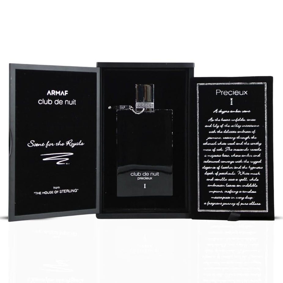Armaf Club De Nuit Precieux I Extrait de Parfum spray 55ml bottle, elegant packaging for luxurious EDP fragrance
