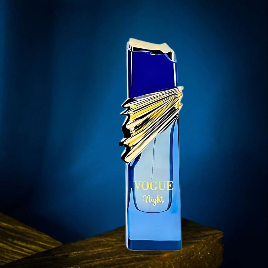 Maison Alhambra Vogue Night Eau de Parfum spray bottle, 100ml, with elegant packaging and dark, sophisticated design.