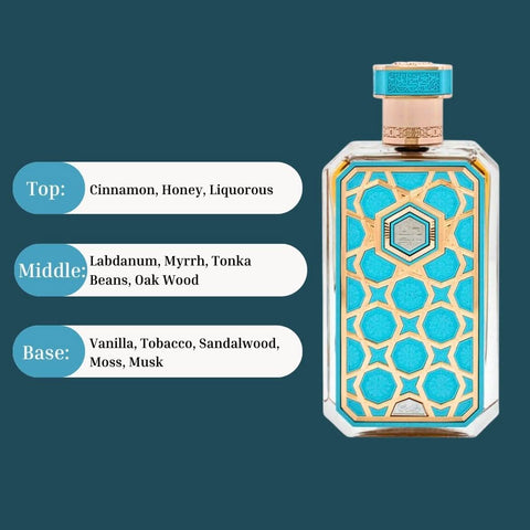 Arabian Prive Collection Saada EDP spray by Rasasi, 70ml, featuring a luxurious glass bottle with elegant design.