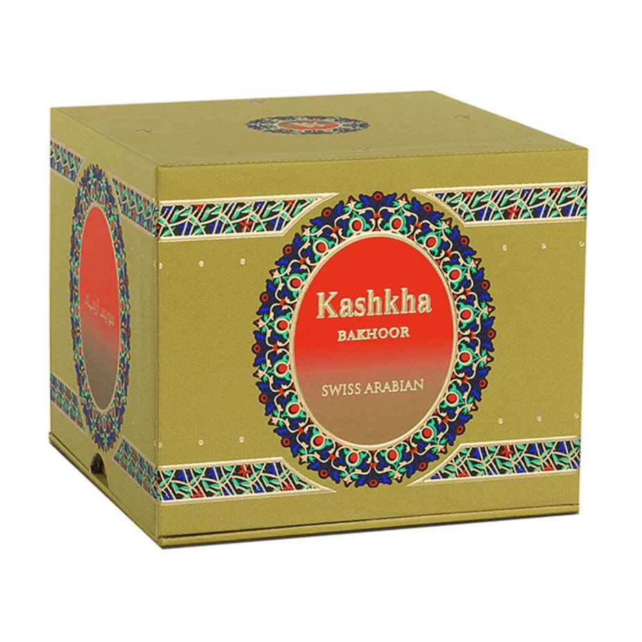 Swiss Arabian Bakhoor Kashkha with 18 tablets, traditional scented incense for home fragrance and burning rituals.