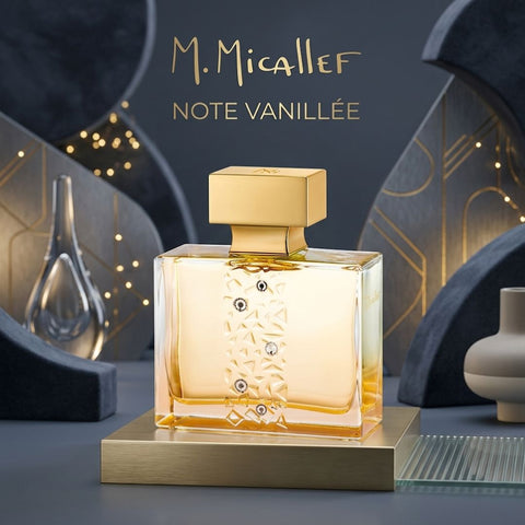 M. Micallef Note Vanillée Eau De Parfum spray bottle, 100ml, featuring elegant packaging and branding.