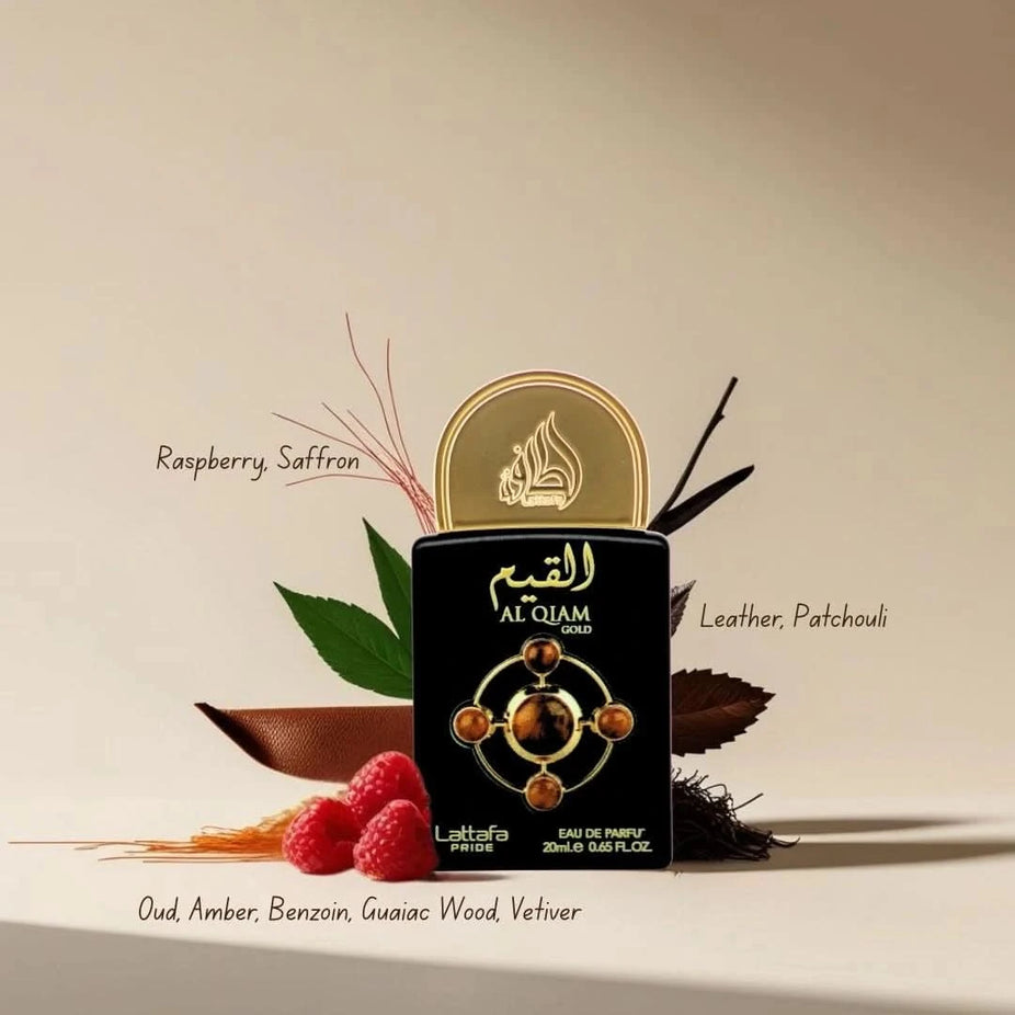 Lattafa Pride Eau de Parfum gift set with five 20ml bottles, featuring elegant packaging and diverse fragrances.