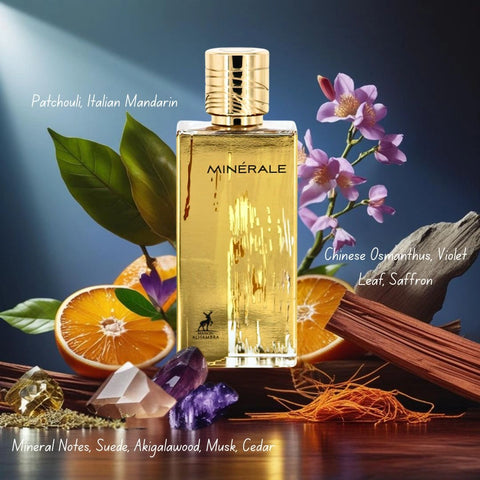 Minerale Gold Eau de Parfum Spray 100ml (3.4 oz) by Maison Alhambra | Smoky Patchouli, Osmanthus Silk, Suede-Kissed Woods - Intense Oud