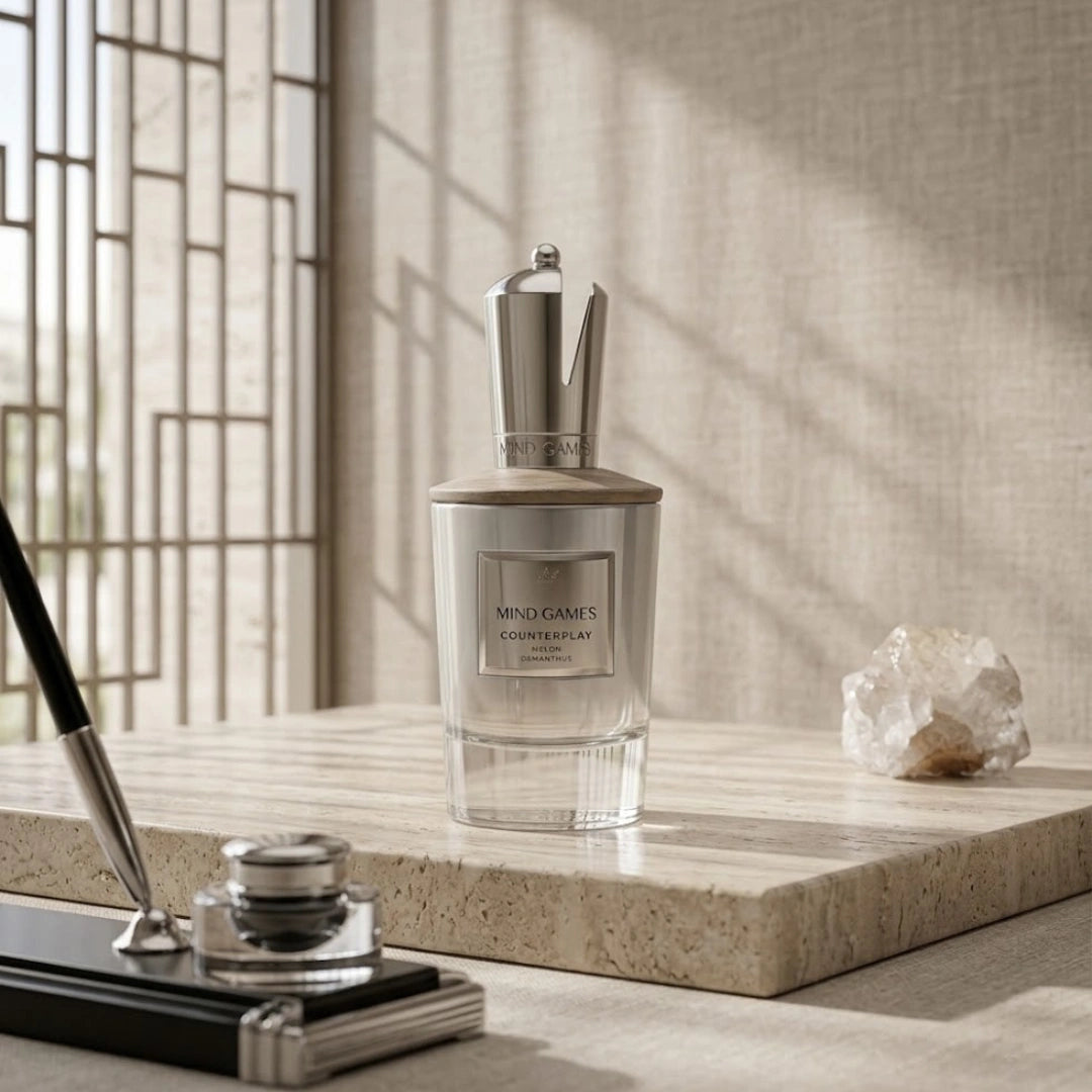 Counterplay Extrait de Parfum 100ml by Mind Games, elegant EDP bottle with sleek design and modern branding.
