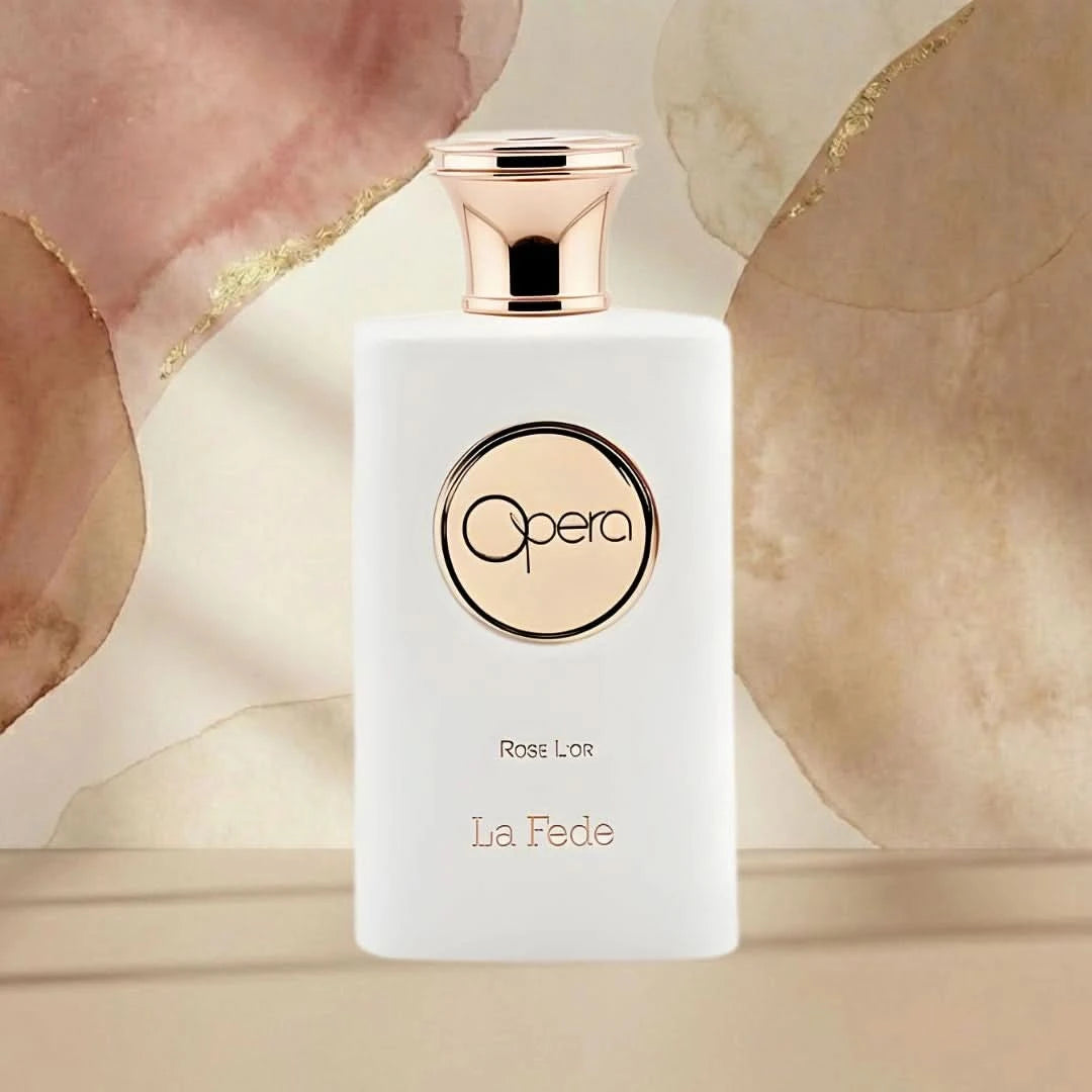 Khadlaj La Fede Opera Rose L'Or Eau de Parfum spray 100ml with elegant bottle and floral design for women