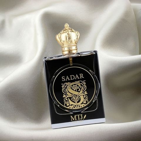 MTJ Sadar EDP Eau De Parfum 100ML bottle with sleek design, showcasing a luxurious unisex aquatic and woody fragrance.