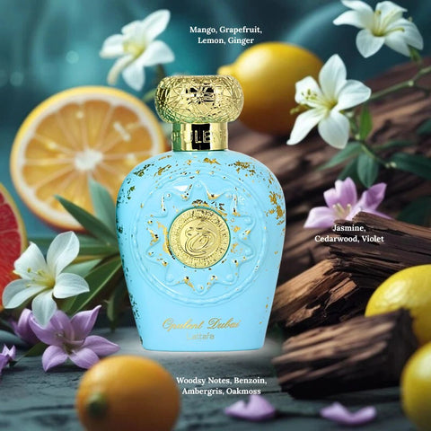 Opulent Dubai Eau de Parfum Spray 100ml (3.4 oz) by Lattafa | A Golden Symphony of Tropical Citrus & Luxe Woods - Intense Oud