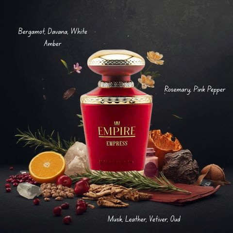 Khadlaj Empire Empress & Regent Eau de Parfum Spray 100ml bundle, elegant bottles with floral and citrus scent notes.