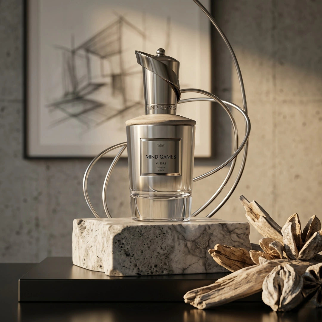 Vieri Extrait de Parfum by Mind Games in 100ml EDP bottle, showcasing the elegant perfume packaging and design.