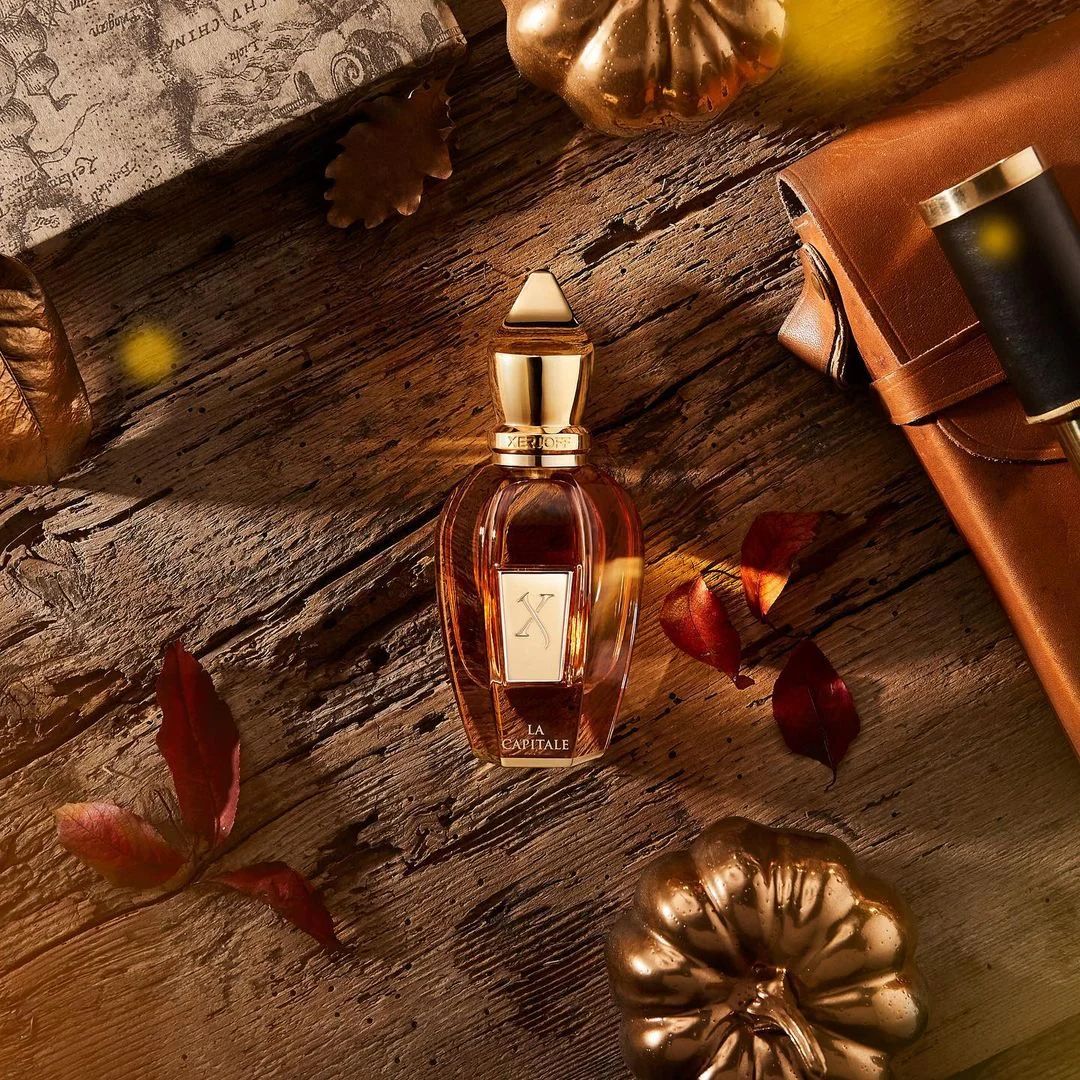 Xerjoff La Capitale parfum spray 50ml bottle with elegant packaging and gold accents, showcasing luxury fragrance design.