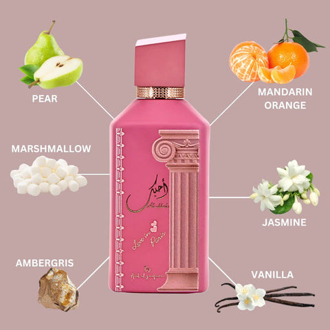 Ahubbak Love In Paris Eau De Parfum Spray 100ML (3.4 OZ) By Ard Al Zaafaran | A Delightful Fusion Of Tangy Fruits & Florals, Crowned With A Sweet Marshmallow Touch & Vanilla. - Intense Oud