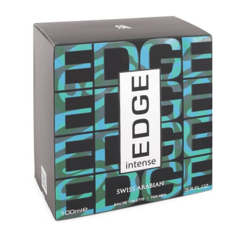 Swiss Arabian Edge Intense Men Eau De Toilette 100ML bottle with sleek packaging and bold design.