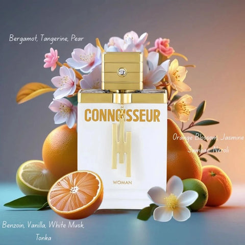Armaf Connoisseur Man & Woman Eau de Parfum sprays in 100ml bundle, featuring sleek bottles with elegant designs.