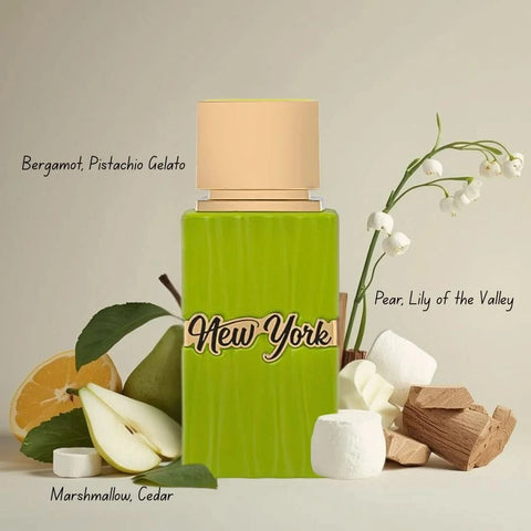 Bundle of Lattafa Yara Elixir, New York Life by Hamidi, and Eclaire Pistache Eau de Parfum sprays, 100ml each, with elegant bottles.