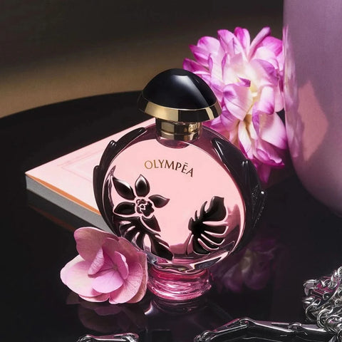 Paco Rabanne Olympea Flora Eau De Parfum Intense spray bottle, 50ml, with floral and oriental fragrance notes.