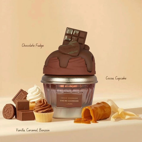 Lattafa Vanilla Freak, Choco Overdose & Whipped Pleasure Eau de Parfum bundle bottles, 75ml each, with colorful packaging.