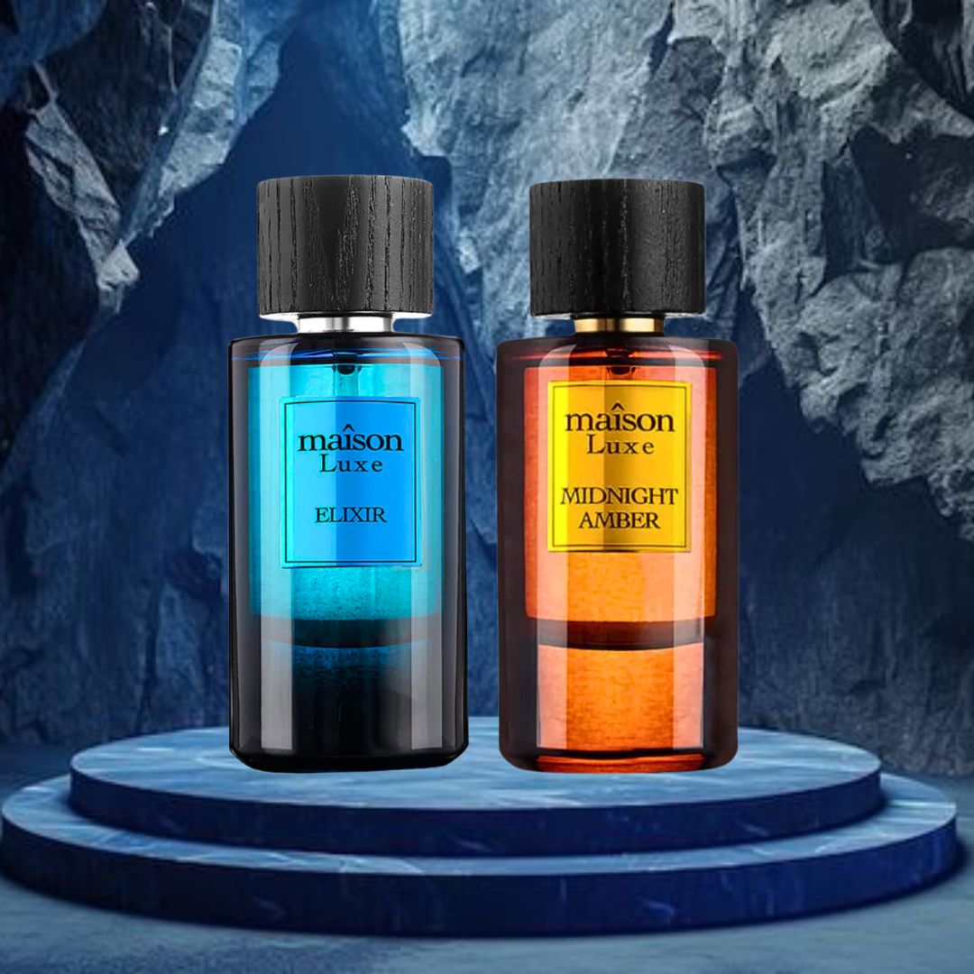 Maison Luxe Elixir & Maison Luxe Midnight Amber - EDP Sprays 110ML (3.8 OZ) By Hamidi | Long Lasting & Luxurious Scents. (LUXE BUNDLE) - Intense Oud