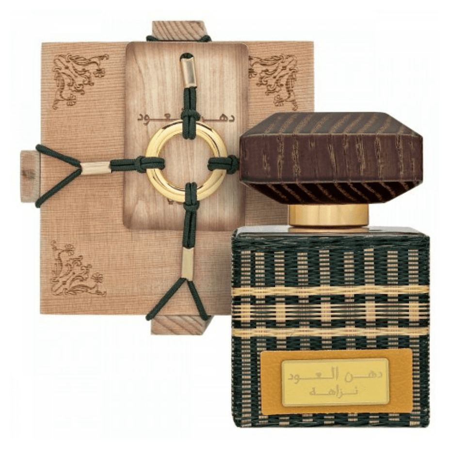 Rasasi Dhanal Oudh Nazaha Eau De Parfum 45ML bottle with elegant design and fragrance details visible.