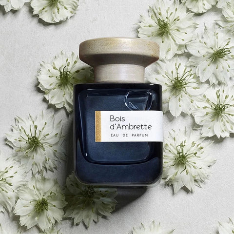 Bois d'Ambrette Eau de Parfum spray by Atelier Materi, 100ml bottle with elegant packaging and a luxurious scent.