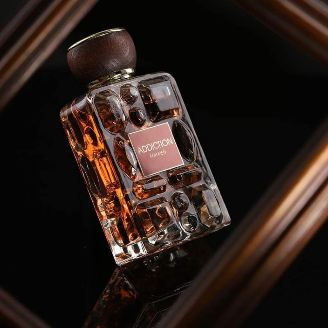 Addiction For Men EDP Spray 100ML (3.4 OZ) by Bonanza Satrangi | Long Lasting, Gourmand, Floral, Woody, Luxurious Fragrance. - Intense Oud