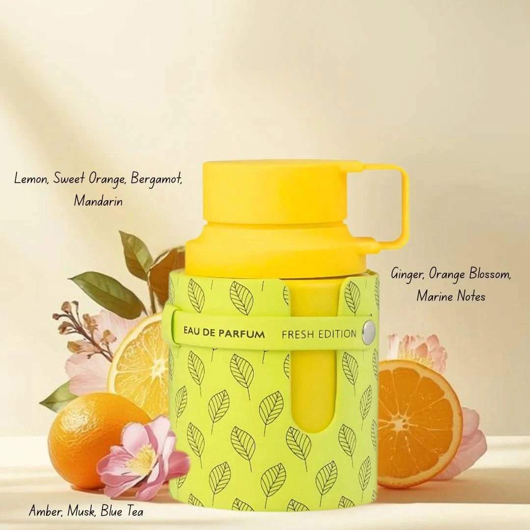 Odyssey Mandarin Sky and Limoni Eau de Parfum sprays by Armaf in 100ml bottles, featuring vibrant citrus fragrance packaging.