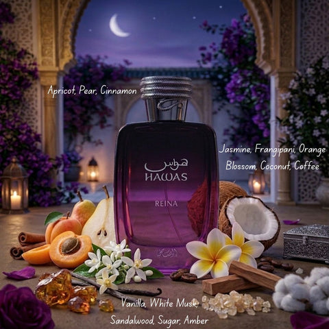 Hawas Reina & Sapphire Eau de Parfum Sprays 100ml (3.4 oz) by Rasasi (Bundle)