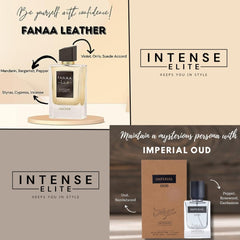 Fanaa Leather EDP - 100Ml (3.4Oz) & Imperial Oud EDP 50Ml (1.67Oz) WITH MAGNETIC GIFT SET by INTENSE ELITE. - Intense Oud