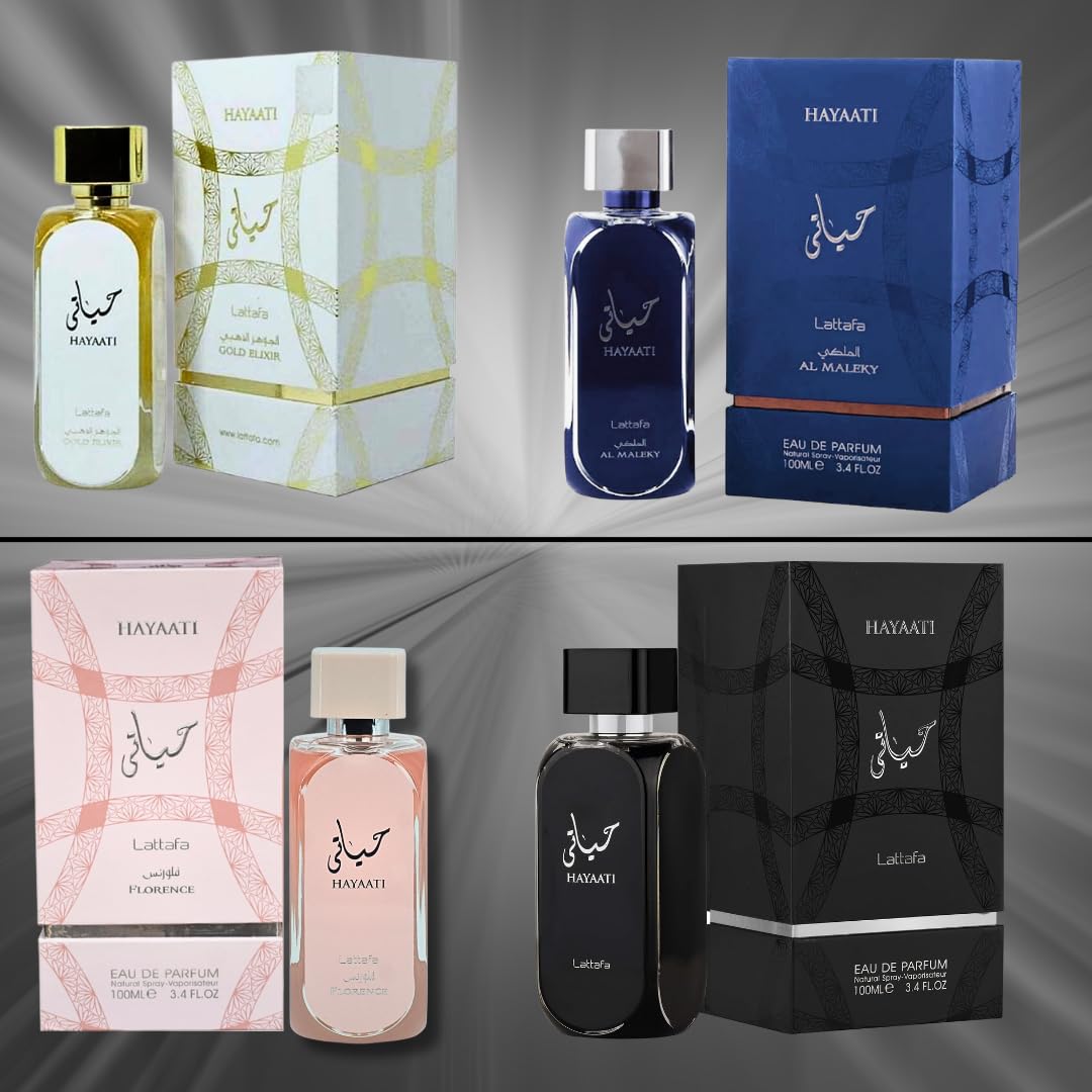 Hayaati For Men,Hayaati Gold Elixir For Women & Hayaati Makeky EDP-100ML/3.4Oz By Lattafa Perfumes - Intense Oud