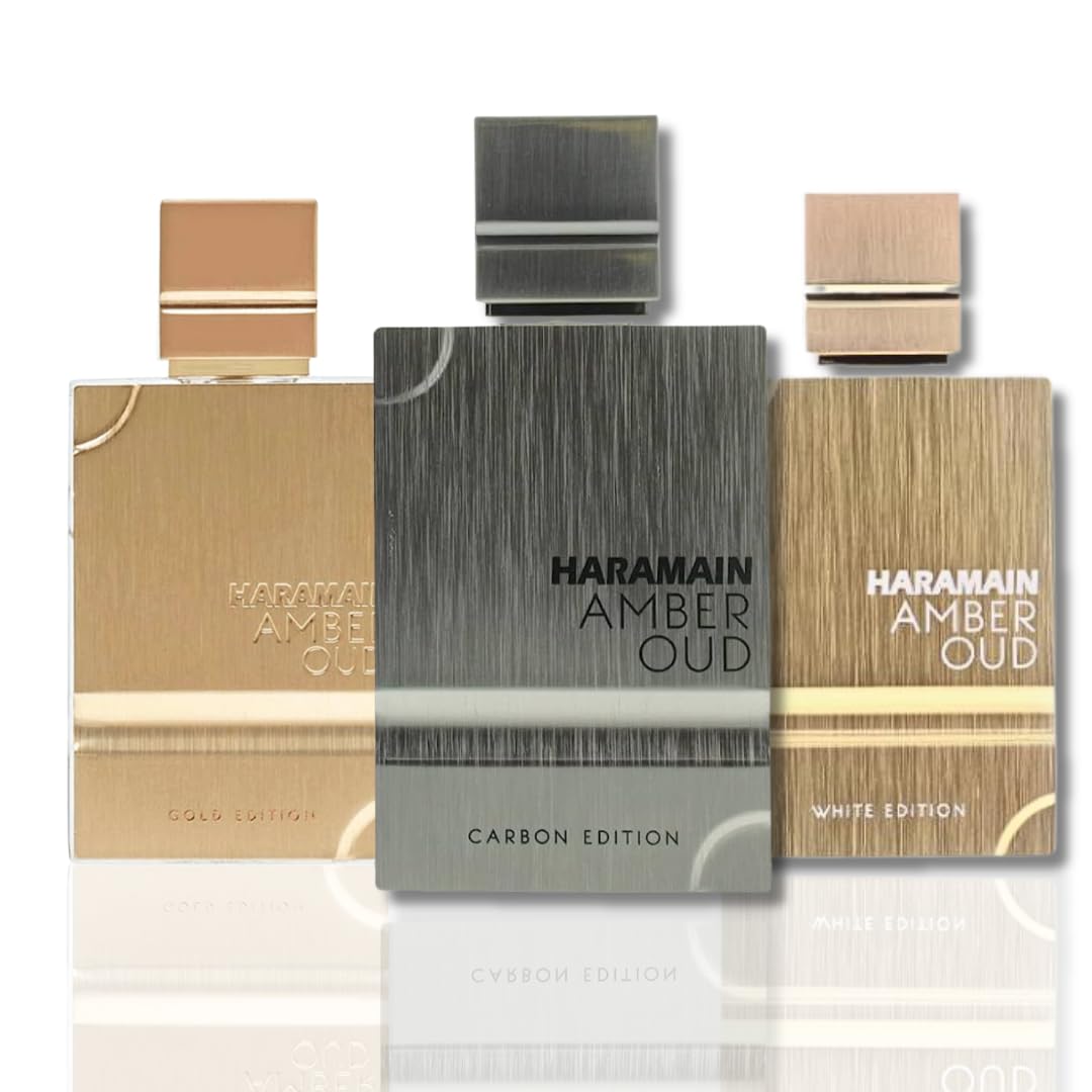 Amber Oud Gold Edition, Carbon Edition & White Edition By Al Haramain EDP - 60ML (2.0 Oz). - Intense Oud