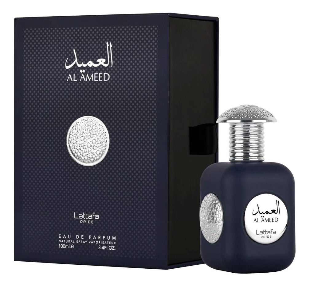 Lattafa Pride Al Ameed EDP Eau De Parfum 100mL bottle with elegant packaging and floral fragrance design.