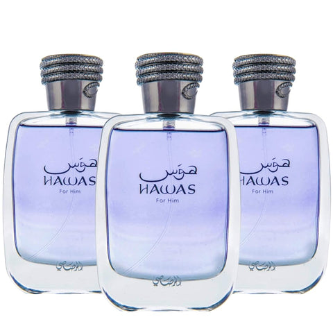 Hawas For Him EDP Spray 100ML (3.4 OZ) By Rasasi | Long Lasting and Luxurious Scents for Men. (PACK OF 3) - Intense Oud