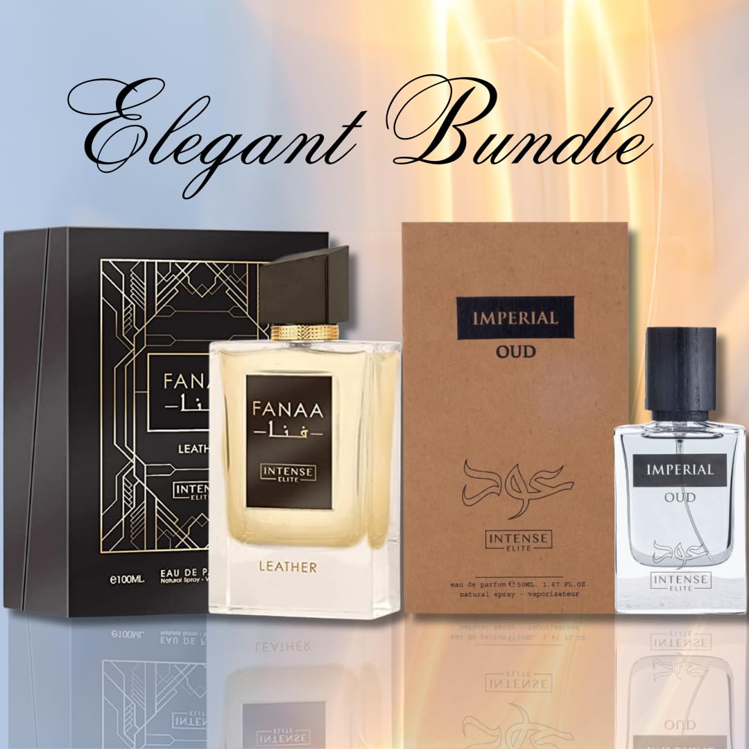 Fanaa Leather EDP - 100Ml (3.4Oz) & Imperial Oud EDP 50Ml (1.67Oz) WITH MAGNETIC GIFT SET by INTENSE ELITE. - Intense Oud