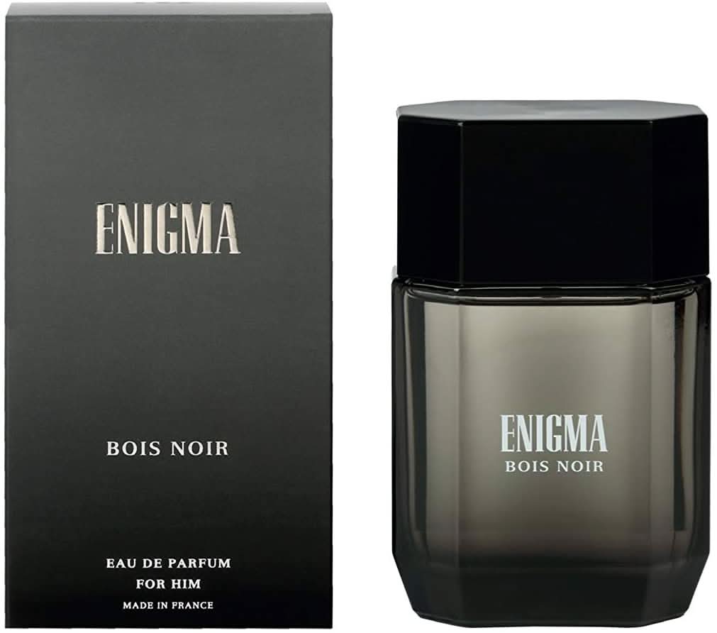 Art & Parfum Enigma Bois Noir EDP for Men 100ml bottle with sleek black and gold design, showcasing the fragrance packaging.
