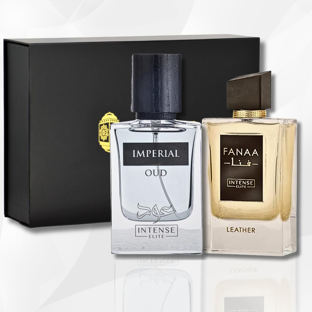 Fanaa Leather EDP - 100Ml (3.4Oz) & Imperial Oud EDP 50Ml (1.67Oz) WITH MAGNETIC GIFT SET by INTENSE ELITE. - Intense Oud