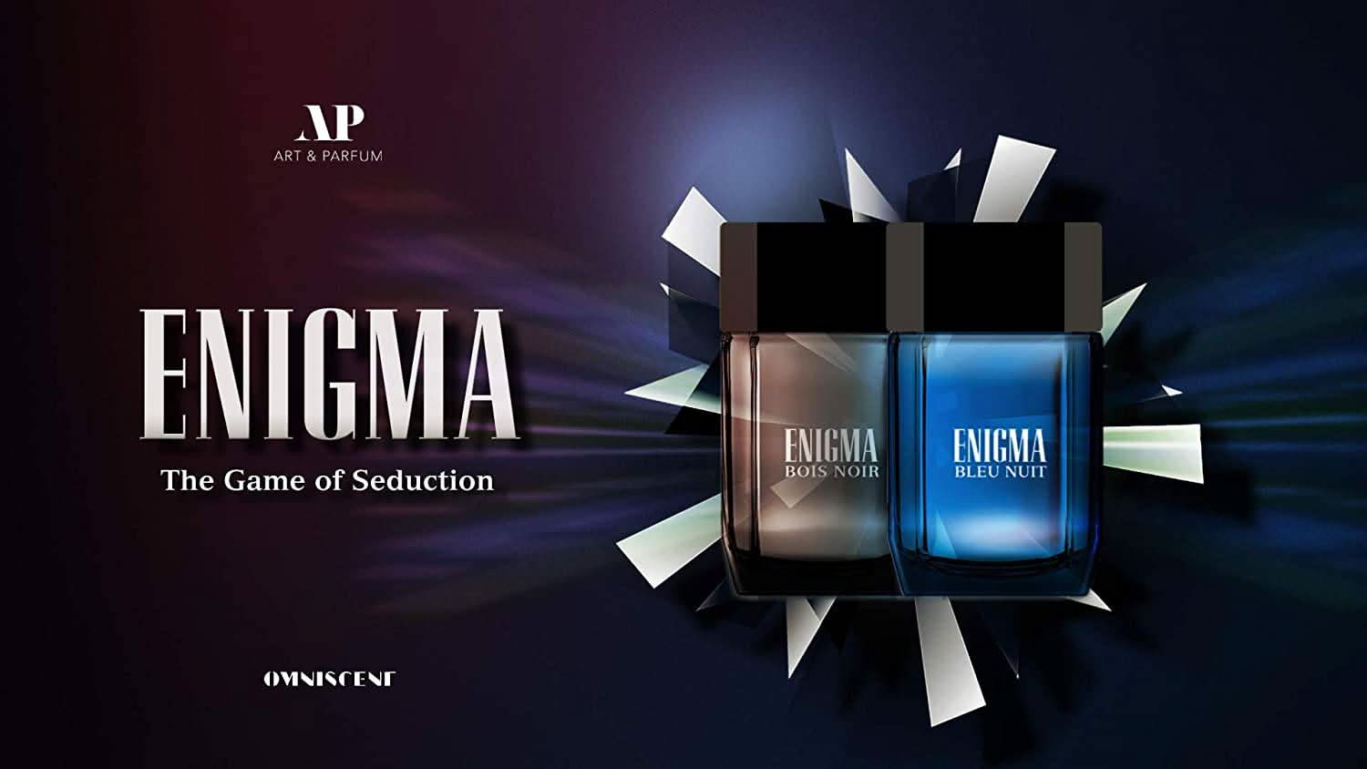 Enigma Bois Noir EDP for Men by Art & Parfum, 100ml bottle with sleek black packaging and elegant fragrance design.